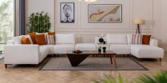 Prag Corner Sofa Set Cream