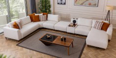 Prag Corner Sofa Set Cream
