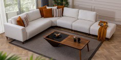 Prag Corner Sofa Set Cream