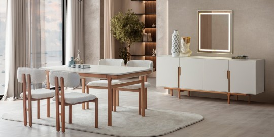 Aura Yemek Odası Takımı Natural