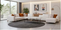 Prag Corner Sofa Set Cream