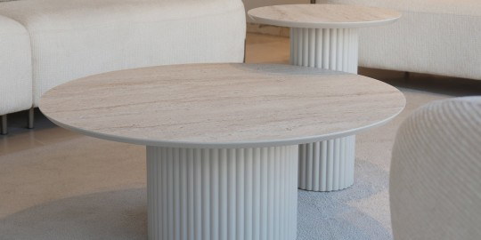 Travertine Round Coffee Table Set