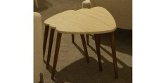 Triple Travertine Walnut Nesting Table