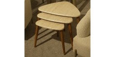 Triple Travertine Walnut Nesting Table