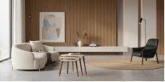 Triple Travertine Walnut Nesting Table