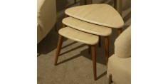 Triple Travertine Walnut Nesting Table
